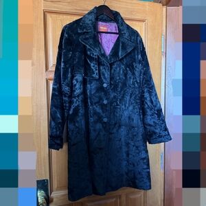 Vintage 90s Kenzo Jungle Black Faux Fur Coat